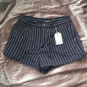 Navy Blue Striped Booty Shorts